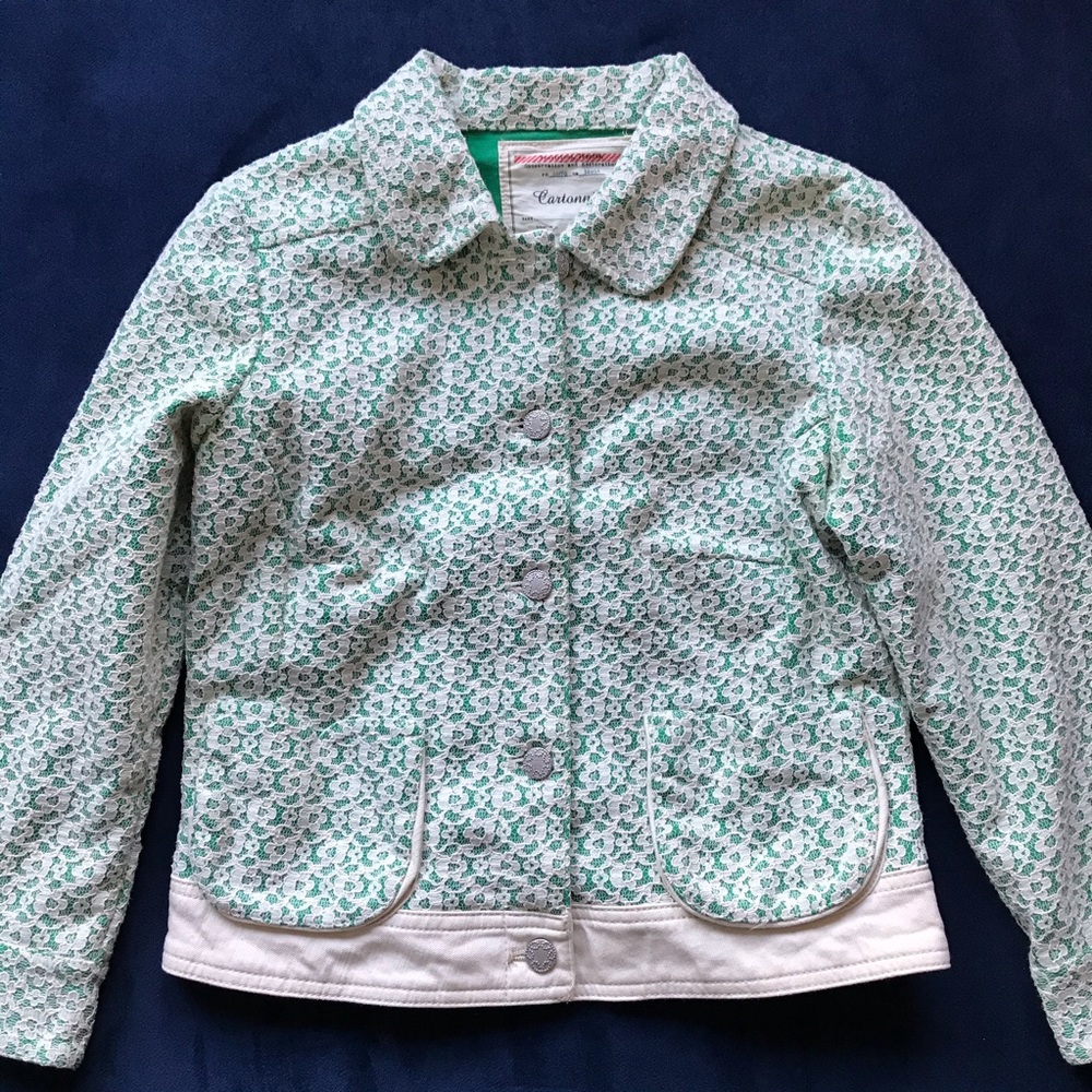 Anthro‎ 'Cartonnier' Lattice Meadow Jacket Grn Wht